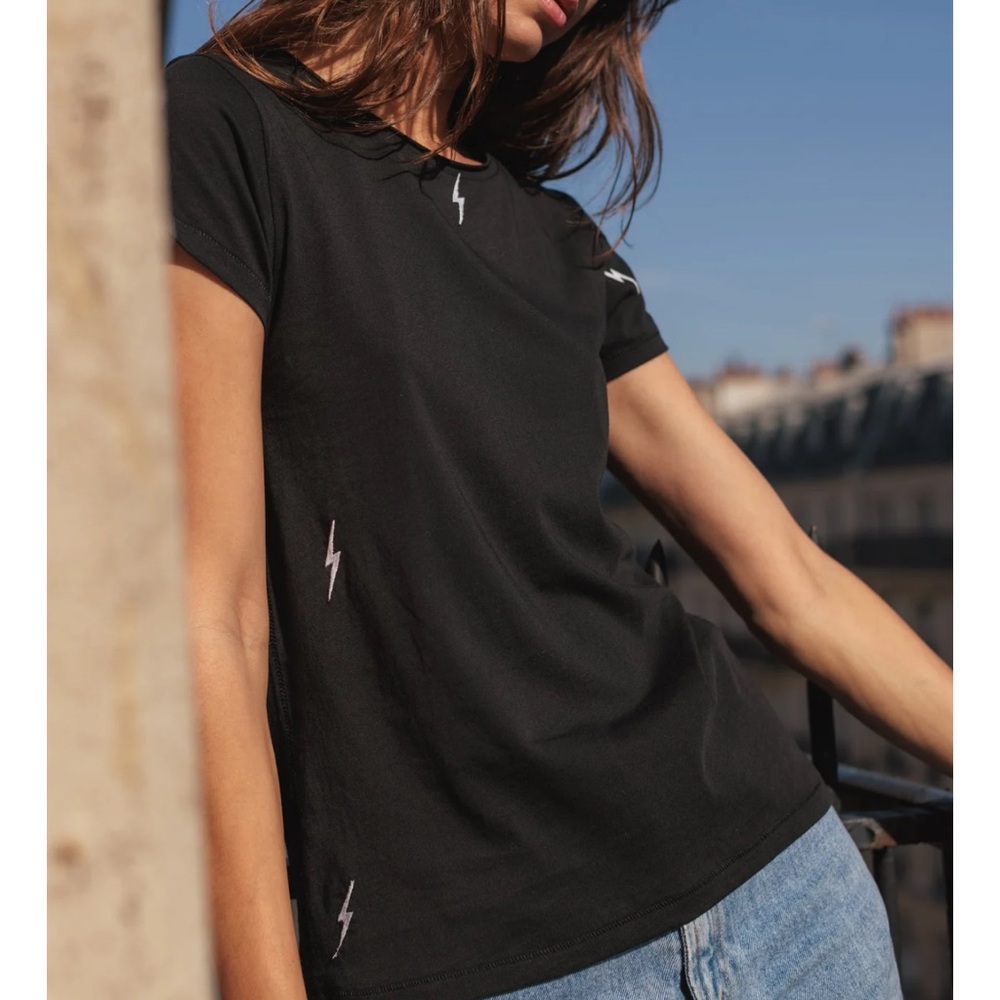 Catherine Gee Embroidered Bolt Tee Black Size XL - Picture 4 of 14